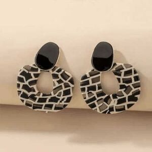 2/$21 Ladies Black Animal Print Earrings